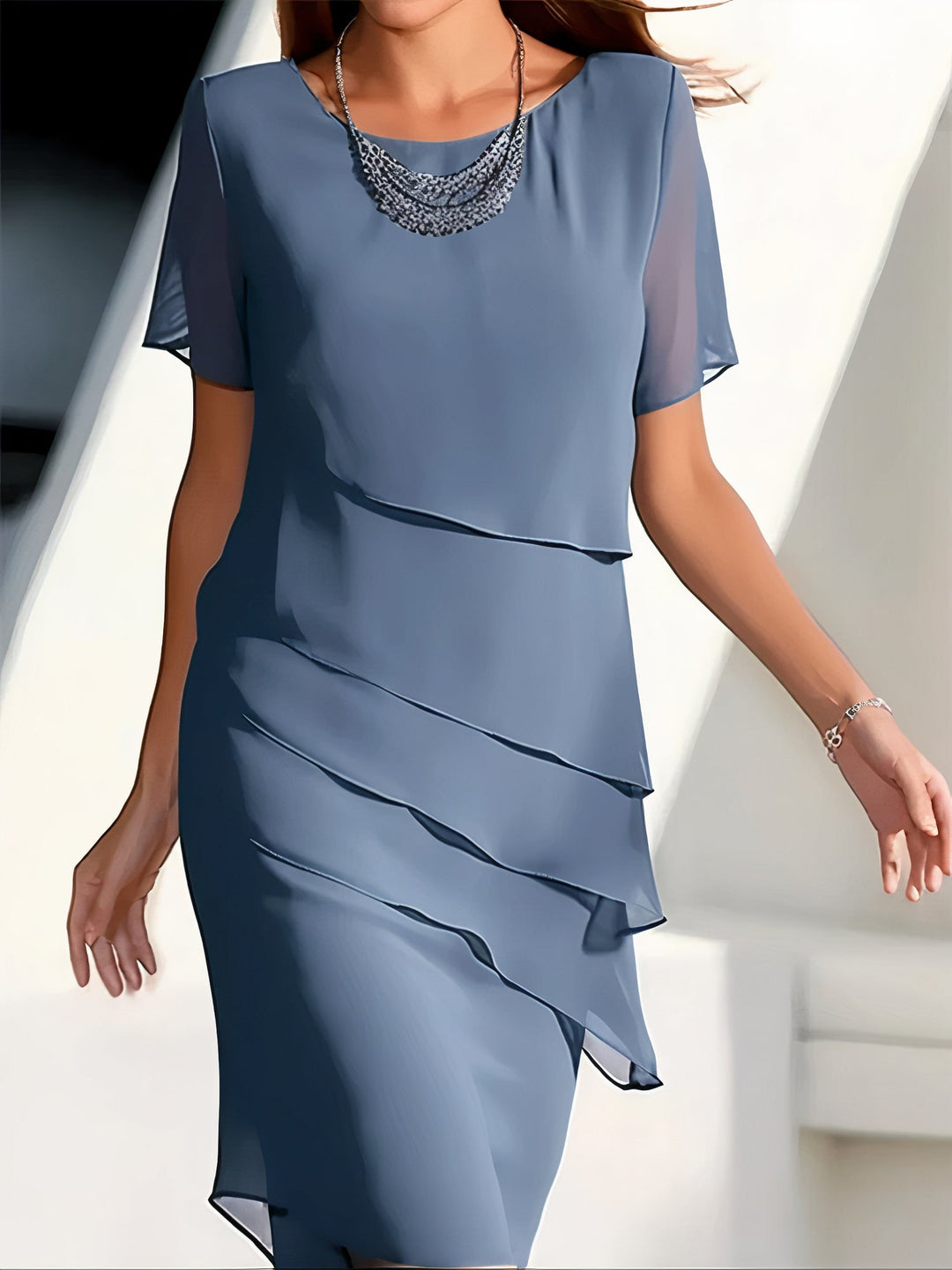 Theresa™ - Plissiertes Kleid aus Seidenchiffon